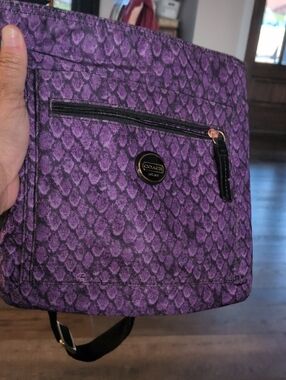 Coach Purple Printed Crossbody Bag with Front Zip